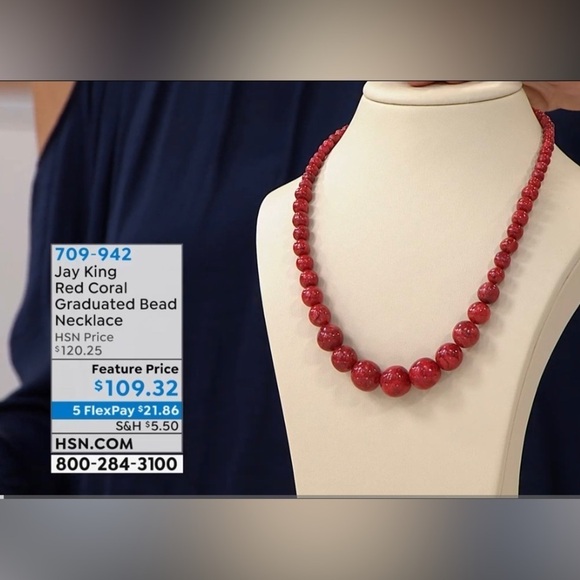 Red coral graduated bead necklace by Jay King - Picture 4 of 14